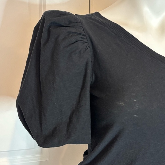 Nation LTD Paulina One Shoulder Puff Short Sleeve Tee Black S - Picture 2 of 8